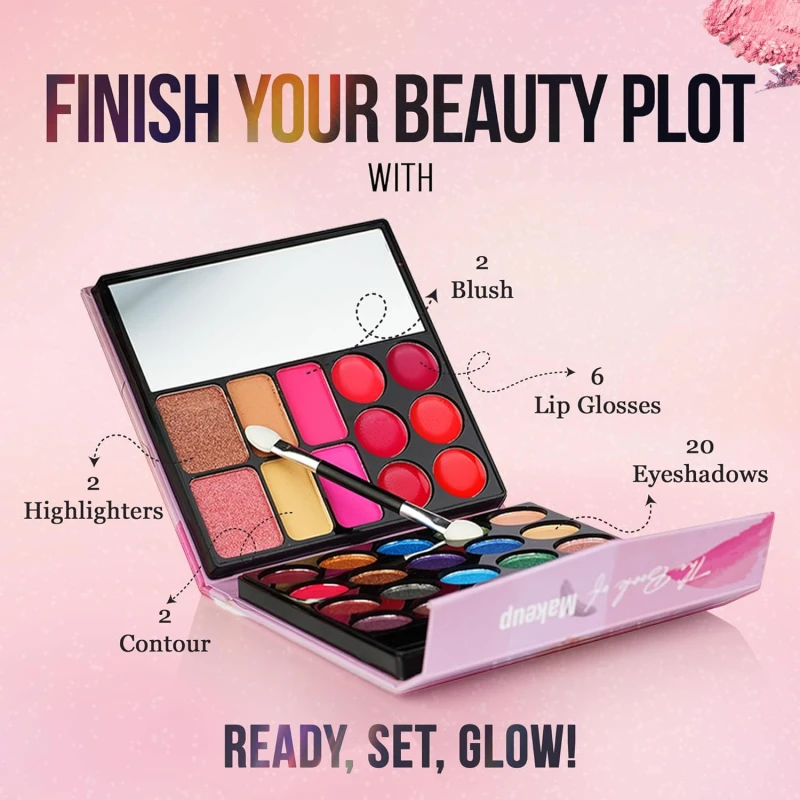 Hilary Rhoda The Book of Makeup | 20 Eyeshadows | 2 Highlighters | 2 Blushes | 2 Contours | 6 Cream Lip Glosses | Dual Ended Brush | Long Lasting | Blends Easily- 23.4g (Shade 2) thumbnail 4